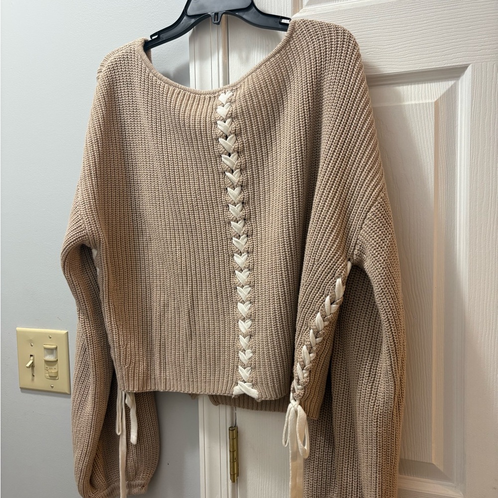 Anthropologie Tabula rasa pama lace up oversized knit sweater size medium - Picture 3 of 5
